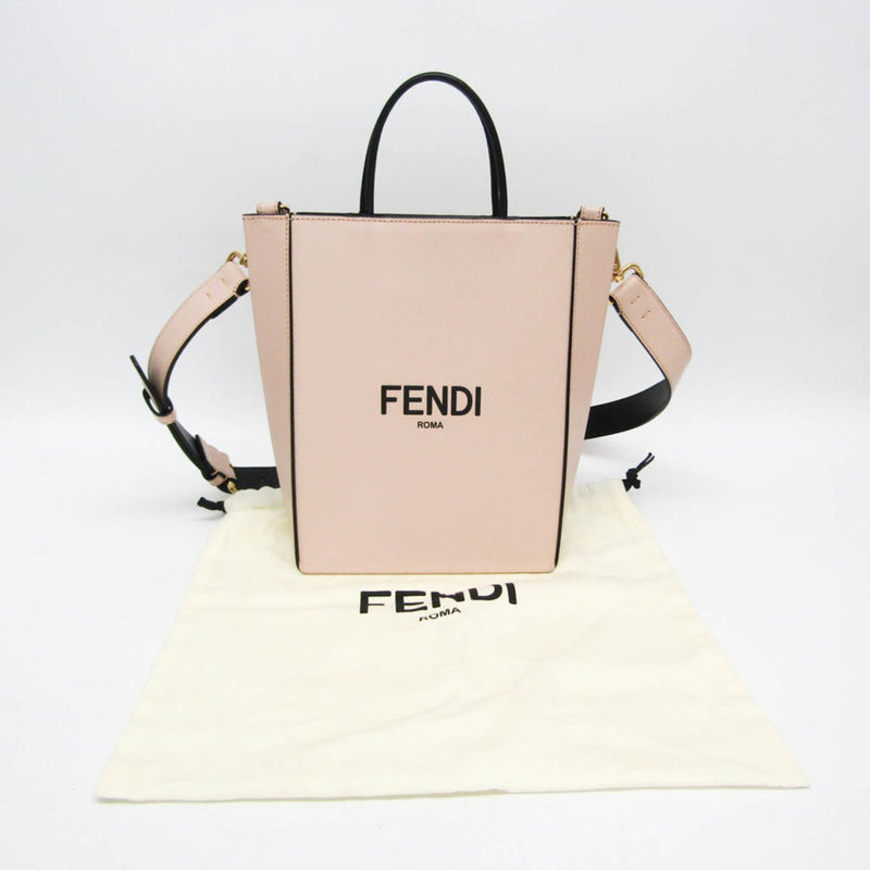 Fendi Shopping Bag Small Logo 8BH382 Women's Leather Handbag,Shoulder Bag Black,Light Beige,Light Pink