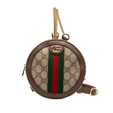 Gucci GG Supreme Marmont Ophidia Round Backpack 598661 Beige Brown PVC Leather Women's GUCCI