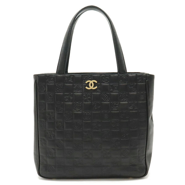 CHANEL Icon Coco Mark Tote Bag Handbag Leather Black