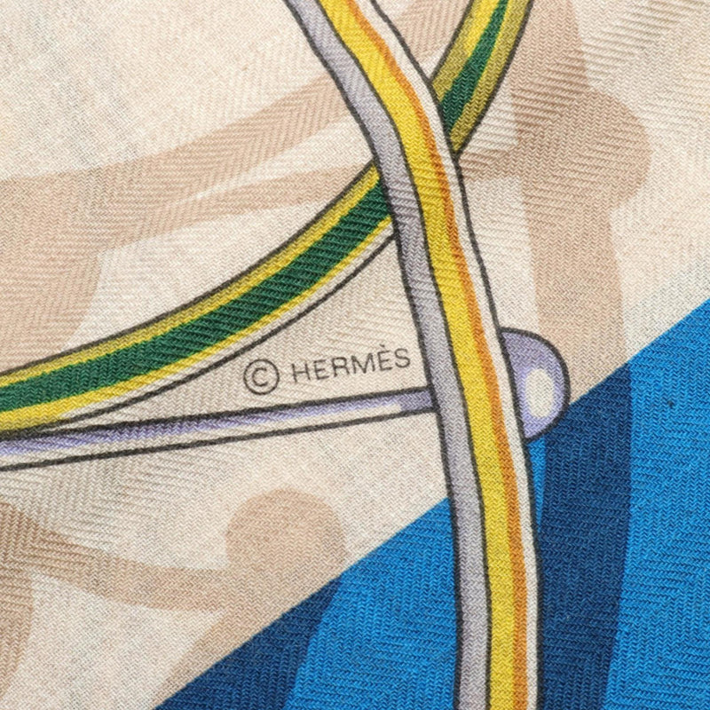 HERMES CARRE GÉAN 140 VOITURES EN EQUILIBRE Scarf/Scarf Silk Cashmere Women's Beige Black Multicolor