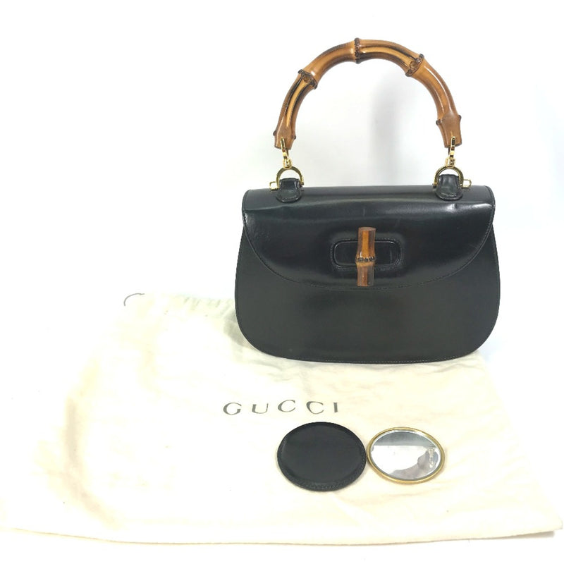 Gucci 000-1951 turn lock old gucci top handle bag Hand Bag Black