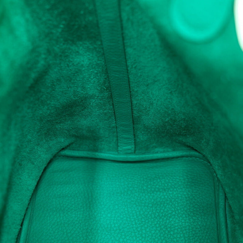 HERMES Picotin Lock MM Handbag Taurillon Clemence Leather Vert Vertigo Green