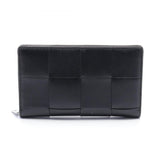 BOTTEGA VENETA Cassette Zip Around Wallet Round Long Leather Men's Black 748054VBWD28803