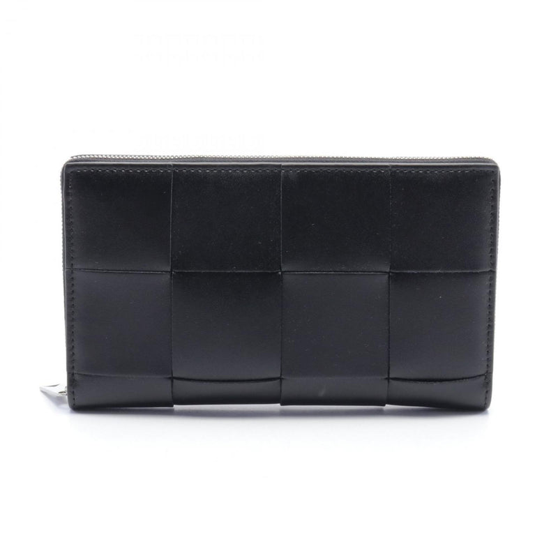 BOTTEGA VENETA Cassette Zip Around Wallet Round Long Leather Men's Black 748054VBWD28803