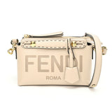 FENDI By the Way Boston Bag Small 8BL145 Leather Greige E-155333