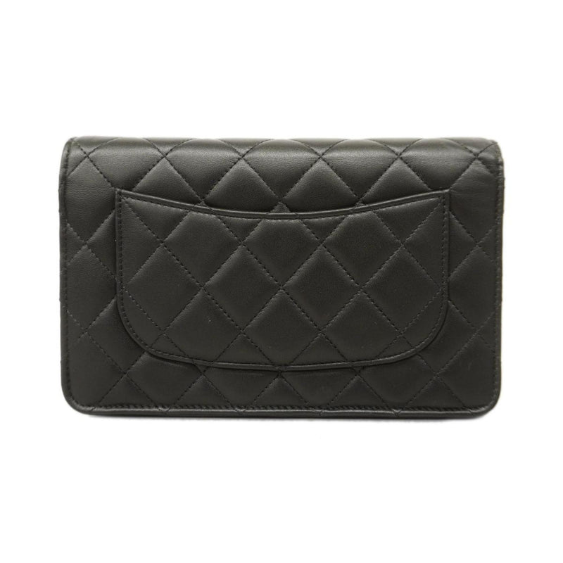 Chanel Shoulder Wallet Matelasse Chain Lambskin Black Ladies