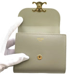 CELINE Small Flap Wallet Triomphe Tri-fold Green Women's