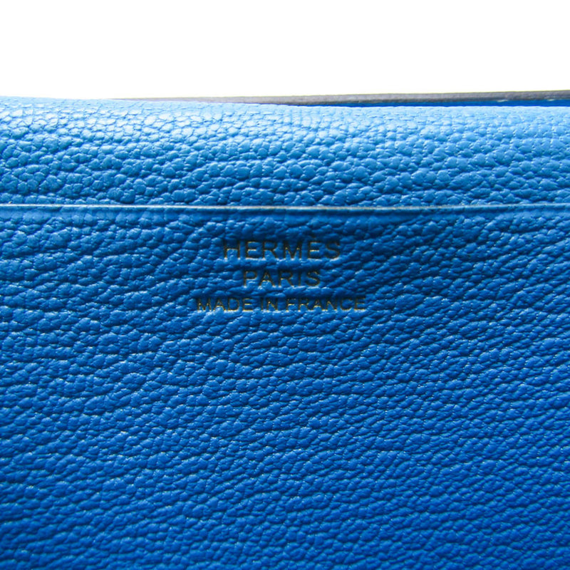 Hermes Bearn Bear Soufflé Blue Frieda Epsom Leather Long Wallet (bi-fold) Blue