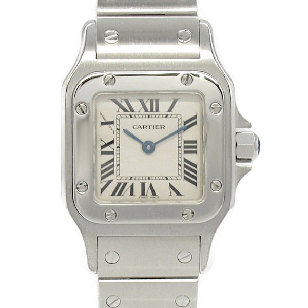 CARTIER Santos Galbe SM Watch Stainless Steel Ladies Ivory W20056D6