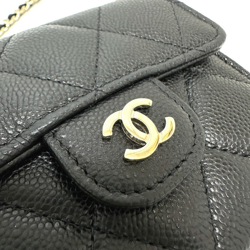 CHANEL AP0238 Coco Mark Matelasse Pochette Wallet/Coin Case Caviar Skin Women's Black