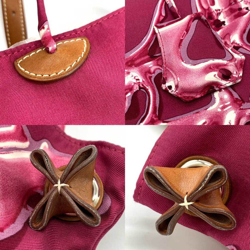 Hermes Bag Silky City PM Pink Shoulder Crossbody Square Flat Ladies Silk x Vau Balenia Leather HERMES