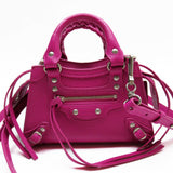 BALENCIAGA Handbag Shoulder Bag Neo Classic City Nano Leather Magenta Silver Women's w0507a