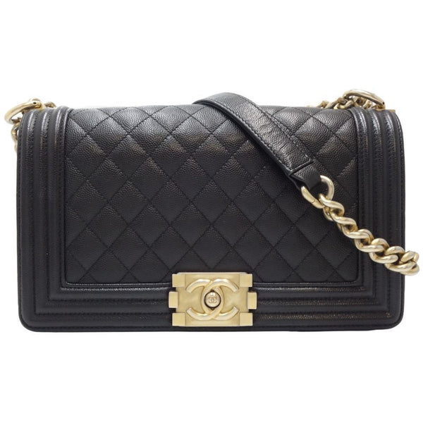 CHANEL Chanel Chain Shoulder Boy A67086 Bag Caviar Skin Black 450310