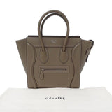 CELINE Bag Women's Handbag Calf Luggage Micro Shopper Sleeve Greige