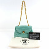 Chanel Chain Handbag Cocomark Vintage Suede Green Ladies