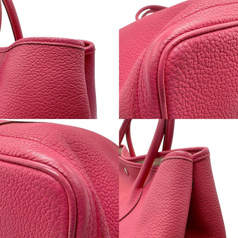 Hermes HERMES Handbag Tote Bag Garden PM Leather Pink Silver Women's n0096