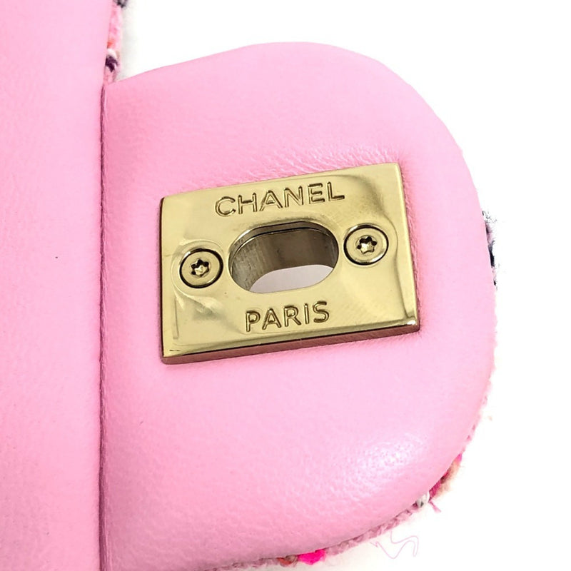 CHANEL A69900 24S Coco Mark Single Chain Shoulder Bag Tweed Women's Pink