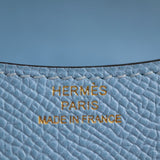 HERMES Constance Pouch Vaux Epson Celeste Compact Wallet with Coin B Stamp