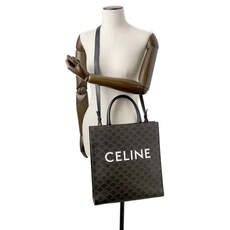 Celine Tote Bag Triomphe Vertical Cabas Medium CELINE 2way Shoulder Black