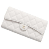 Chanel Long Wallet Classic Flap Matelasse Coco Mark Caviar Skin AP0241 CHANEL White