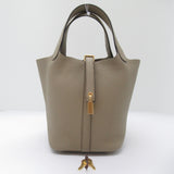 Hermes HERMES Picotin Lock PM Beige Marfa Handbag Bag Leather Taurillon Clemence Women's