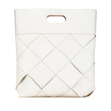 Bottega Veneta Maxi Intrecciato Handbag White Leather Women's BOTTEGAVENETA