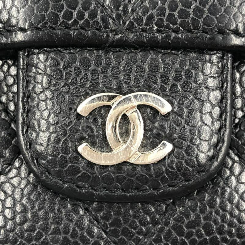 CHANEL Caviar Skin Matelasse Timeless Classic Flap Long Wallet Black A80758