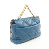 CHANEL 19 Disneuf Large Matelasse Shoulder Bag, Lambskin, Women's, Blue, AS1160