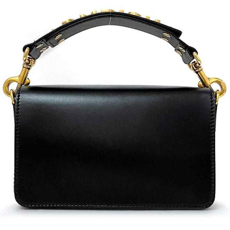 Christian Dior Clutch Bag Black Gold J'ADIOR Leather Handbag Flap Strap