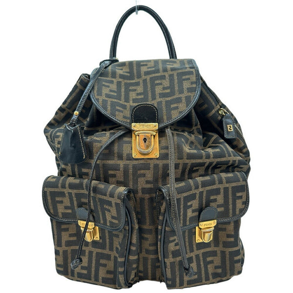 FENDI Backpack/Daypack Zucca Pattern Canvas x Leather 2way A5 Flap Women's I120824025