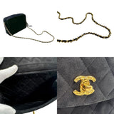 CHANEL Shoulder Bag Suede Metal Black Gold Women's n0187