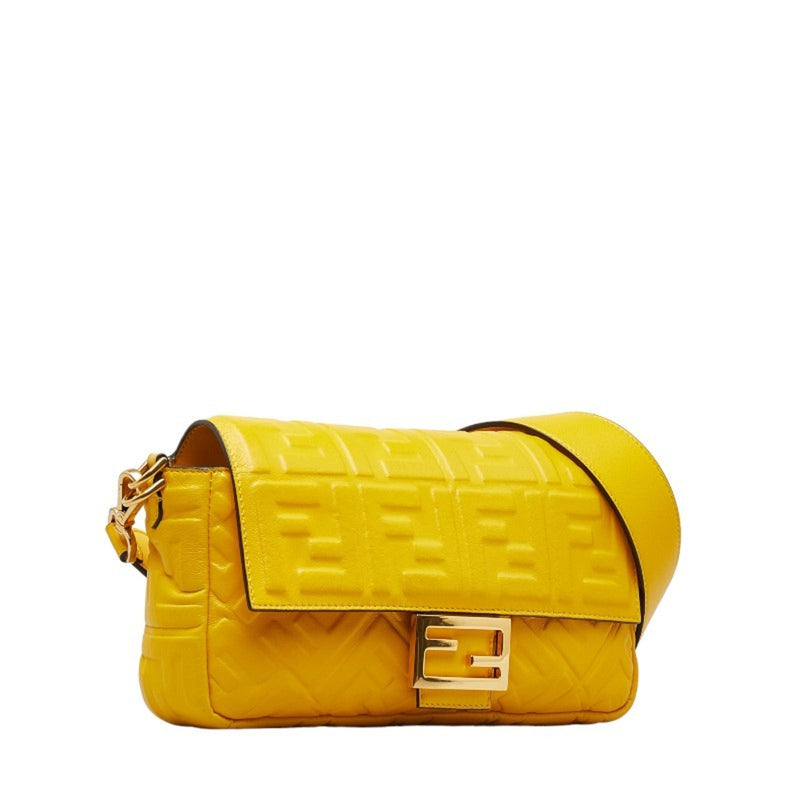 FENDI ZUCCA BAG 8BR600 YELLOW LEATHER WOMEN'S