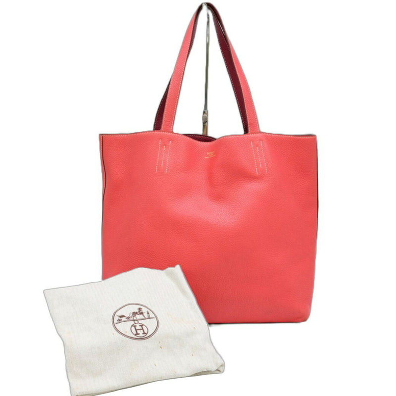 HERMES Hermes Double Sens 45 Tote Bag Taurillon Clemence Leather Bougainvillea Tosca Red Pink