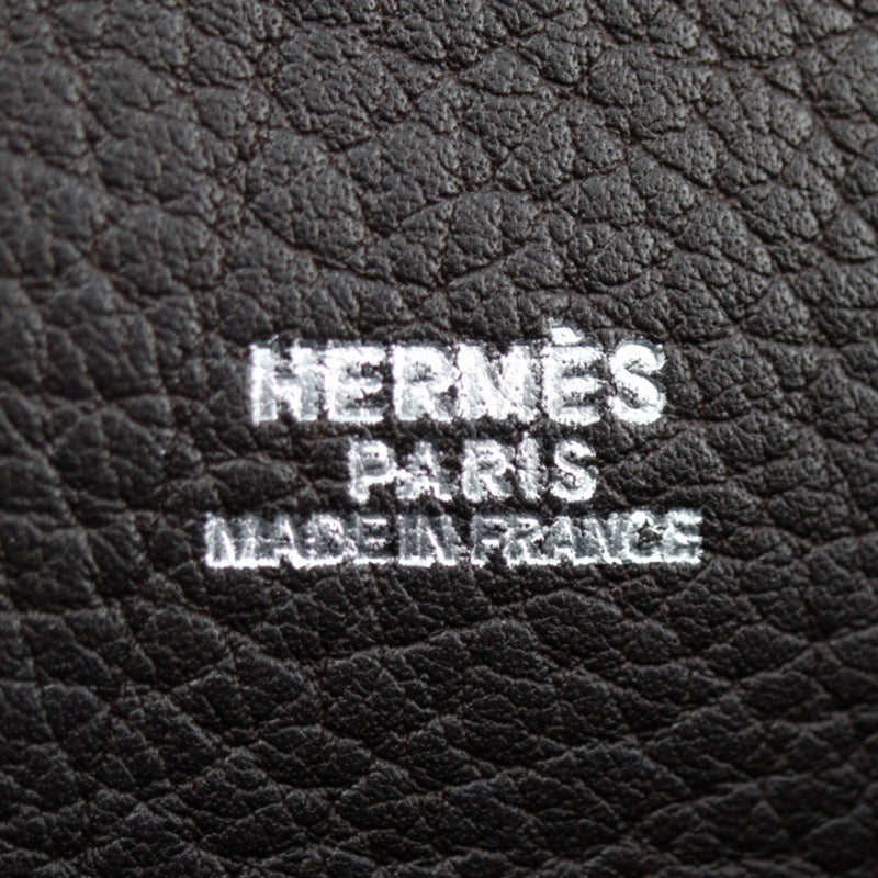 HERMES Victoria Shoulder Bag Toile Officier Taurillon Clemence Brown □H engraved