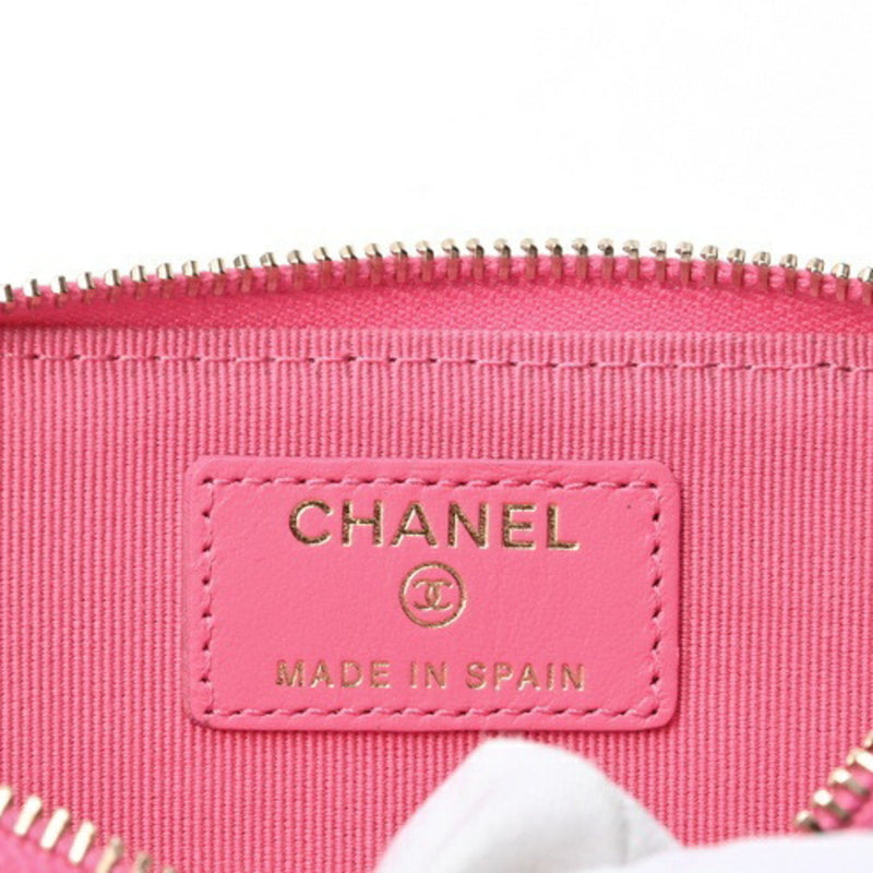 Chanel Matelasse 19 Fragment Case Coin Business Card Holder/Card AP2086 Lamb Leather Pink S-155076