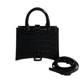 BALENCIAGA Hourglass XS, metal fittings, leather, 2way, handbag, shoulder bag, black, 20071