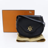 Hermes HERMES Double H Shoulder Bag Vintage Calf Made in France 1983 Black/Gold Hardware 〇M Crossbody Snap Button Ladies