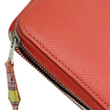 HERMES Azap Long Silk In Epson Rose Jaipur □Q Engraved (2013) Wallet Round Leather Red Women's