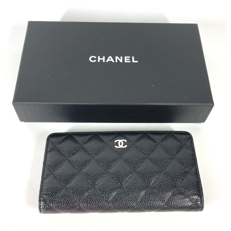 Chanel Long wallet Two fold Long Wallet Black SilverHardware