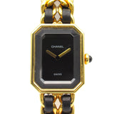 CHANEL Premiere L Wrist Watch H0001 Quartz Black Gold Plated Leather belt H0001