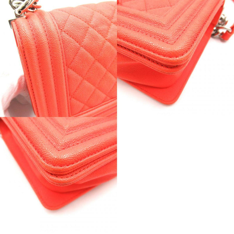 CHANEL Boy Chanel Chain Shoulder Bag Caviar Skin (Grained Calf) Women's Orange