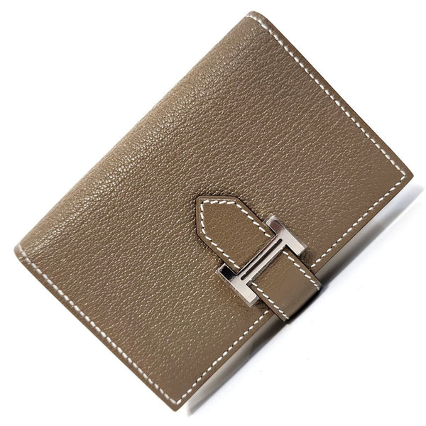 Hermes HERMES Bearn Business Card Holder Etoupe Chevre Women's Men's