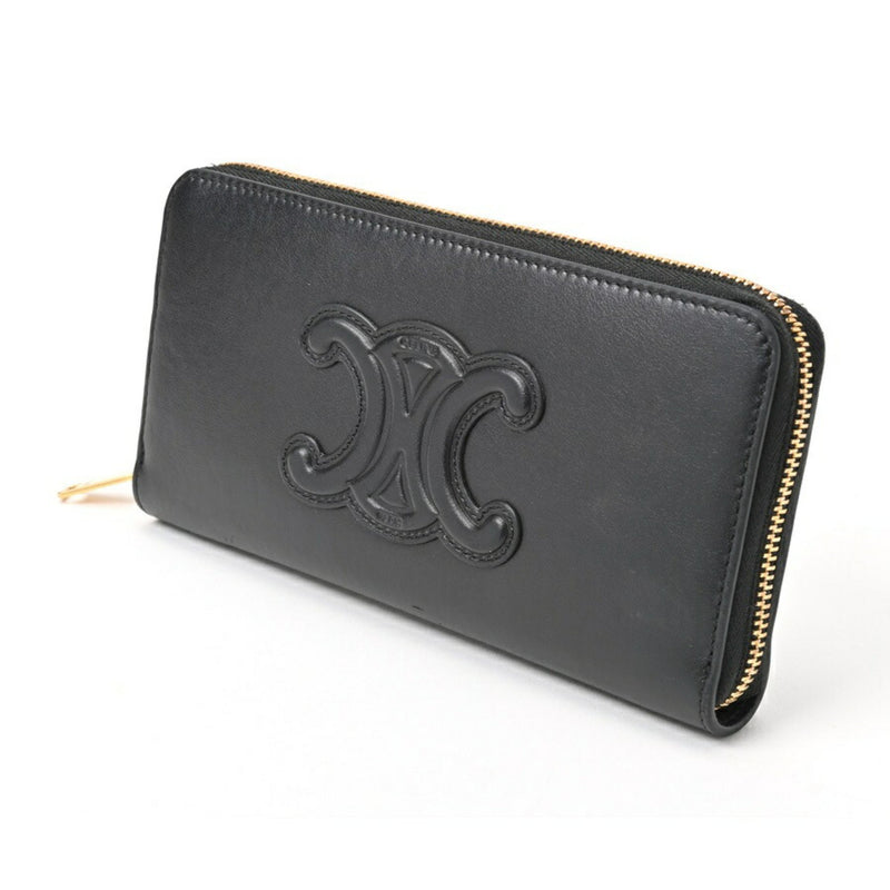 CELINE Cuir Triomphe Large Zip Wallet 10K543DR8.38NO Smooth Calfskin Black S-156671