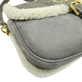 Christian Dior Shoulder Bag Medium BOBBY Mouton Suede Gray Ladies