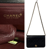 CHANEL Matelasse Lambskin Full Flap Chain Shoulder Bag Black 3mnj1448-3