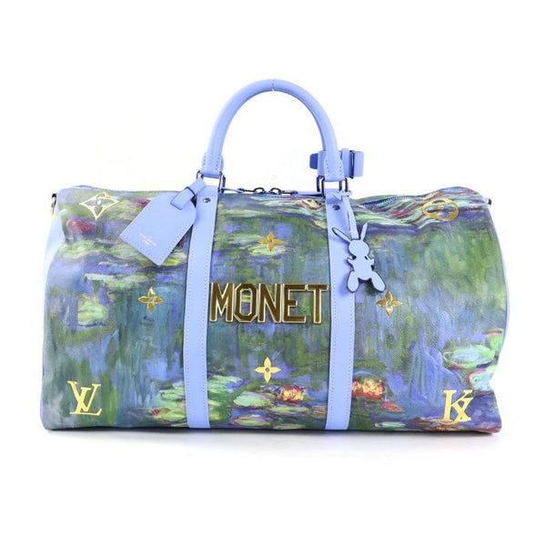 LOUIS VUITTON Handbag Boston Bag Shoulder Masters Collection MONET Keepall Bandouliere 50 Leather Blue Unisex