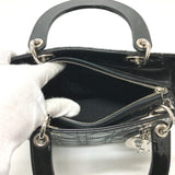 CHRISTIAN DIOR Cannage 2WAY bag Hand Bag Black SilverHardware