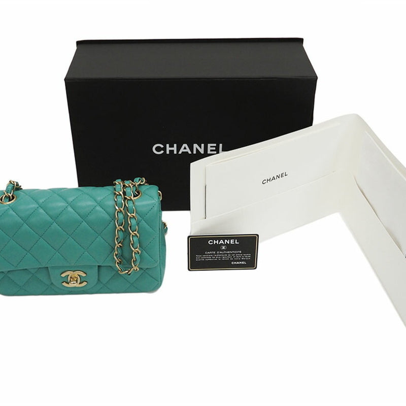 CHANEL Matelasse 20 Flap Bag Chain Shoulder Lambskin A69900 Green x Gold Women's