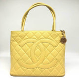 Chanel Reproduction Tote Yellow Handbag CHANEL Coco Mark Caviar Skin