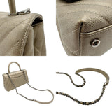 CHANEL Handbag Shoulder Bag V Stitch Coco Handle XS Caviar Skin Leather Metallic Khaki Women's n0128